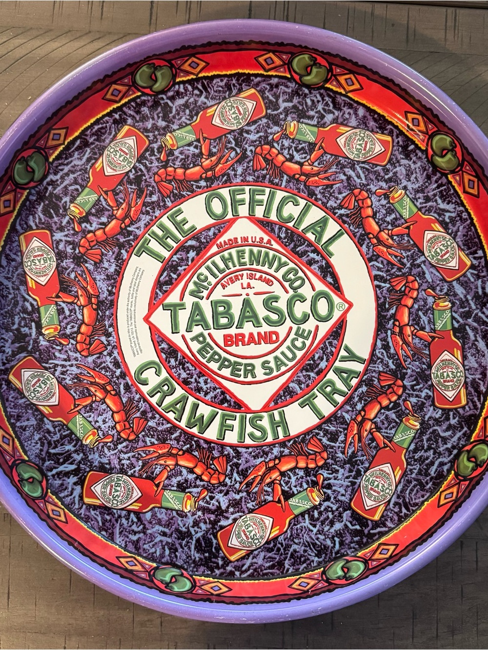 Tabasco Hot Pepper Sauce Official Crawfish Collectible Serving Tray Beer RARE